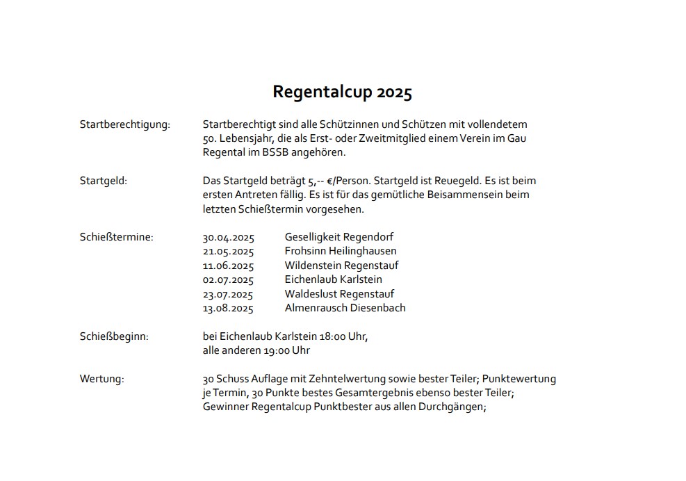 ausschreibung regentalcup