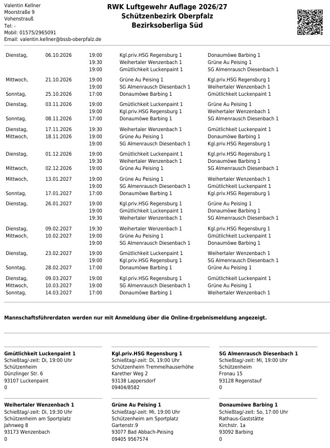 1.Mannschaft Auflage
